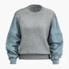 Denim Patchwork Sweater Long-Sleeve Top>MICAS Hot