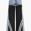 Denim Patchwork Wide Leg Jeans>MICAS Outlet