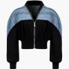 Denim Patchwork Zipper Jacket>MICAS Outlet