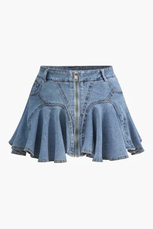 Denim Ruffle Skirt>MICAS Outlet
