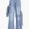 Denim Tie Washed Pocket Jeans>MICAS Hot