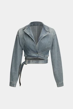 Denim Tie-Up Crossed Outerwear>MICAS Fashion