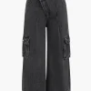 Denim Wide Leg Pants Low Waist Cargo Jeans>MICAS Hot