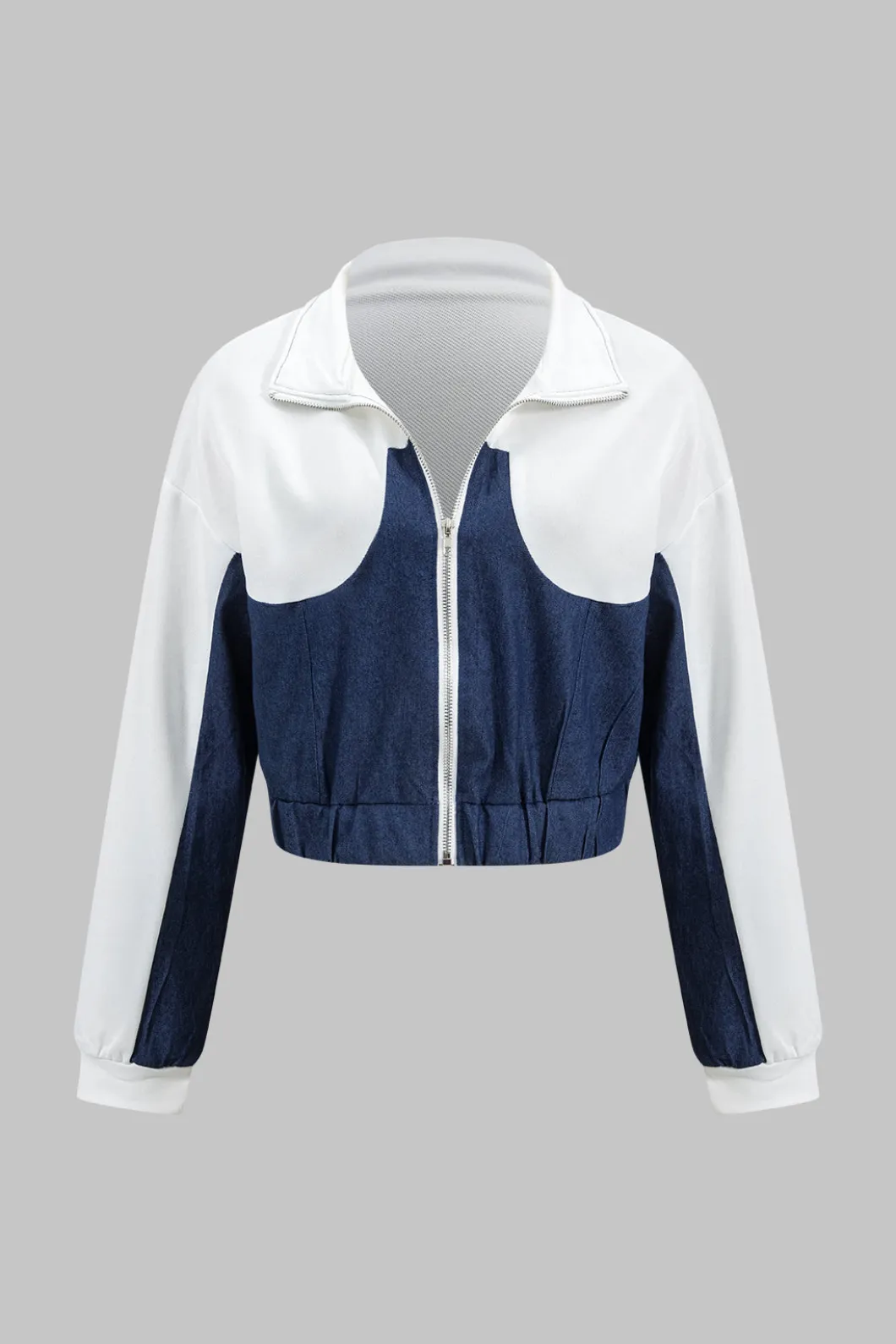 Denim Zipper Patchwork Jacket And Trousers Set>MICAS Fashion