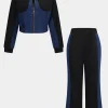 Denim Zipper Patchwork Jacket And Trousers Set>MICAS Fashion