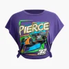 Digital Pattern Print Racing Car Knotted Round Neck T-Shirt>MICAS Discount