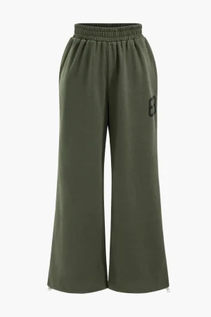 Digital Pattern Print Shirred Waistband Pocket Trousers>MICAS Clearance