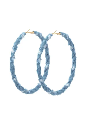 Distressed Denim Hoop Earrings>MICAS Best