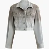 Distressed Flap Pocket Collared Denim Jacket>MICAS Hot
