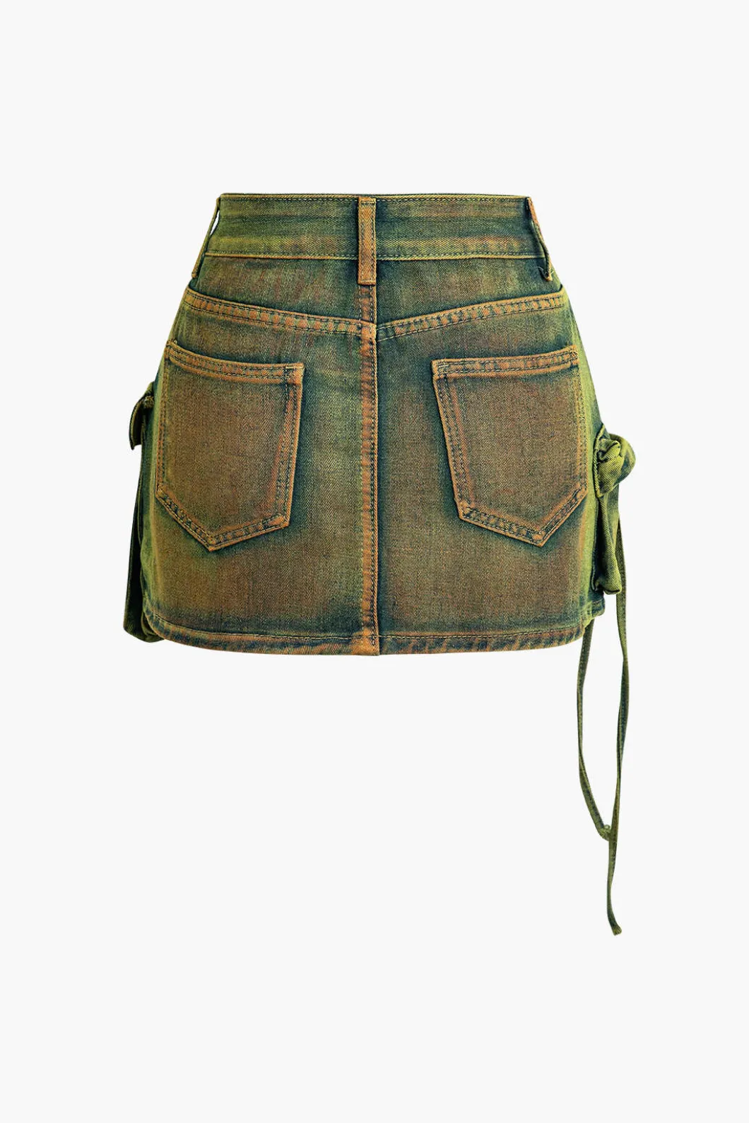 Distressed Flap Pocket Denim Mini Skirt>MICAS New