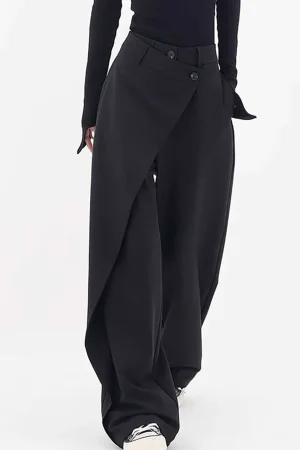 Draped Wrap Straight Leg Suit Pants>MICAS Online