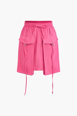 Drawstring Flap Pocket Skirt>MICAS New