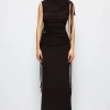 Drawstring Ruched Split Maxi Skirt>MICAS Clearance