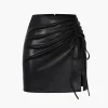 Drawstring Slit Leather Mini Skirt>MICAS Clearance