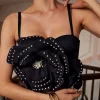 Embellished Floral Appliqué Bustier Top>MICAS Fashion