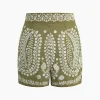Embroidered High-Waist Shorts>MICAS New