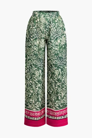 Ethnic Floral Print Wide Leg Pants>MICAS Clearance
