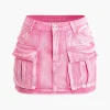 Faded Flap Pocket Cargo Denim Mini Skirt>MICAS Discount