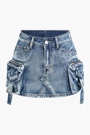 Faded Pocket Denim Mini Skirt>MICAS Clearance