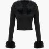 Faux Fur Collar Button Long-Sleeve Top>MICAS New