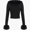 Faux Fur Collar Button Long-Sleeve Top>MICAS New