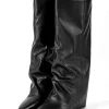 Faux Leather Almond Toe Mid Calf Boots>MICAS Fashion