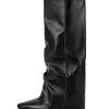 Faux Leather Almond Toe Mid Calf Boots>MICAS Fashion
