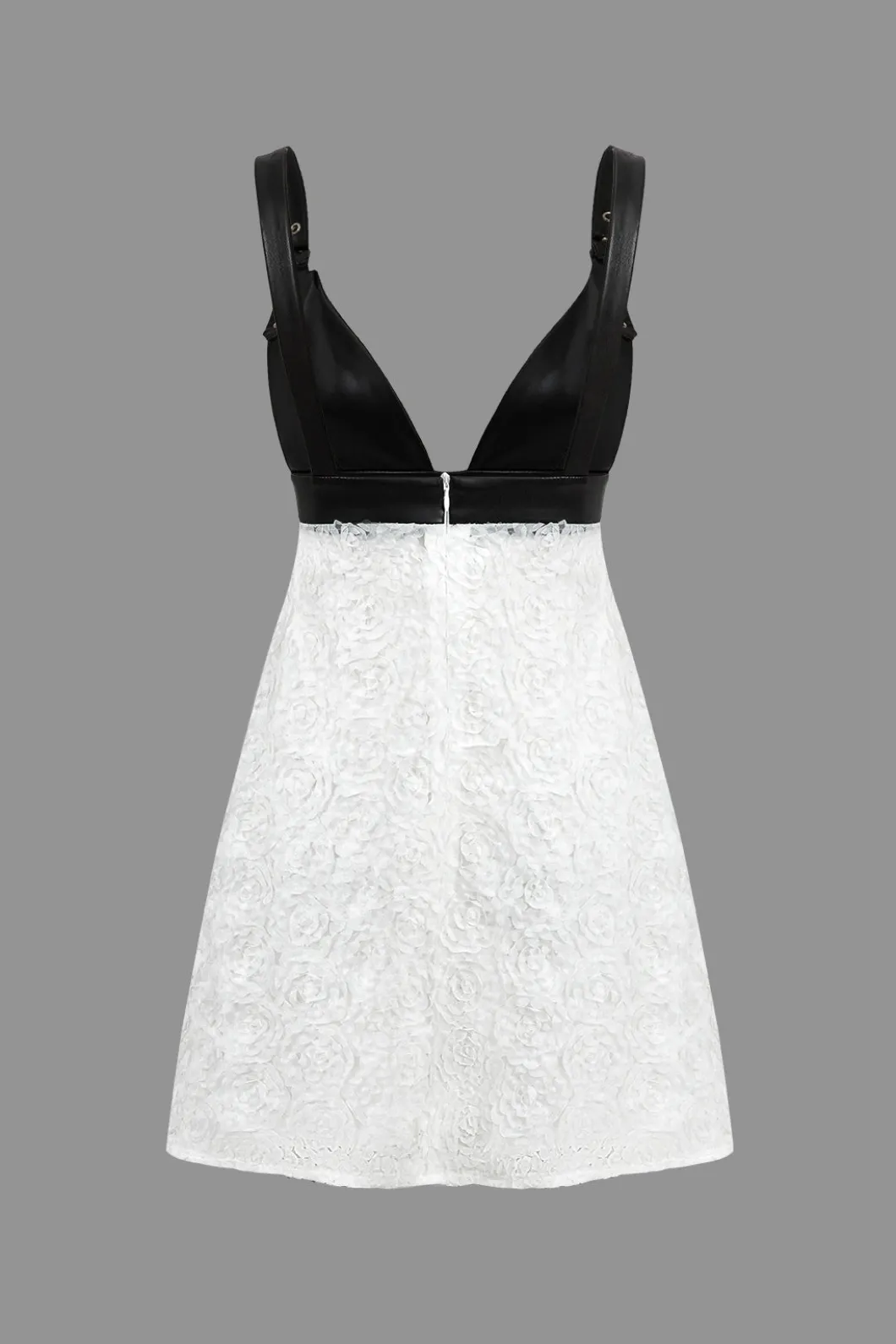 Faux Leather Appliques Sleeveless Mini Dress>MICAS Outlet