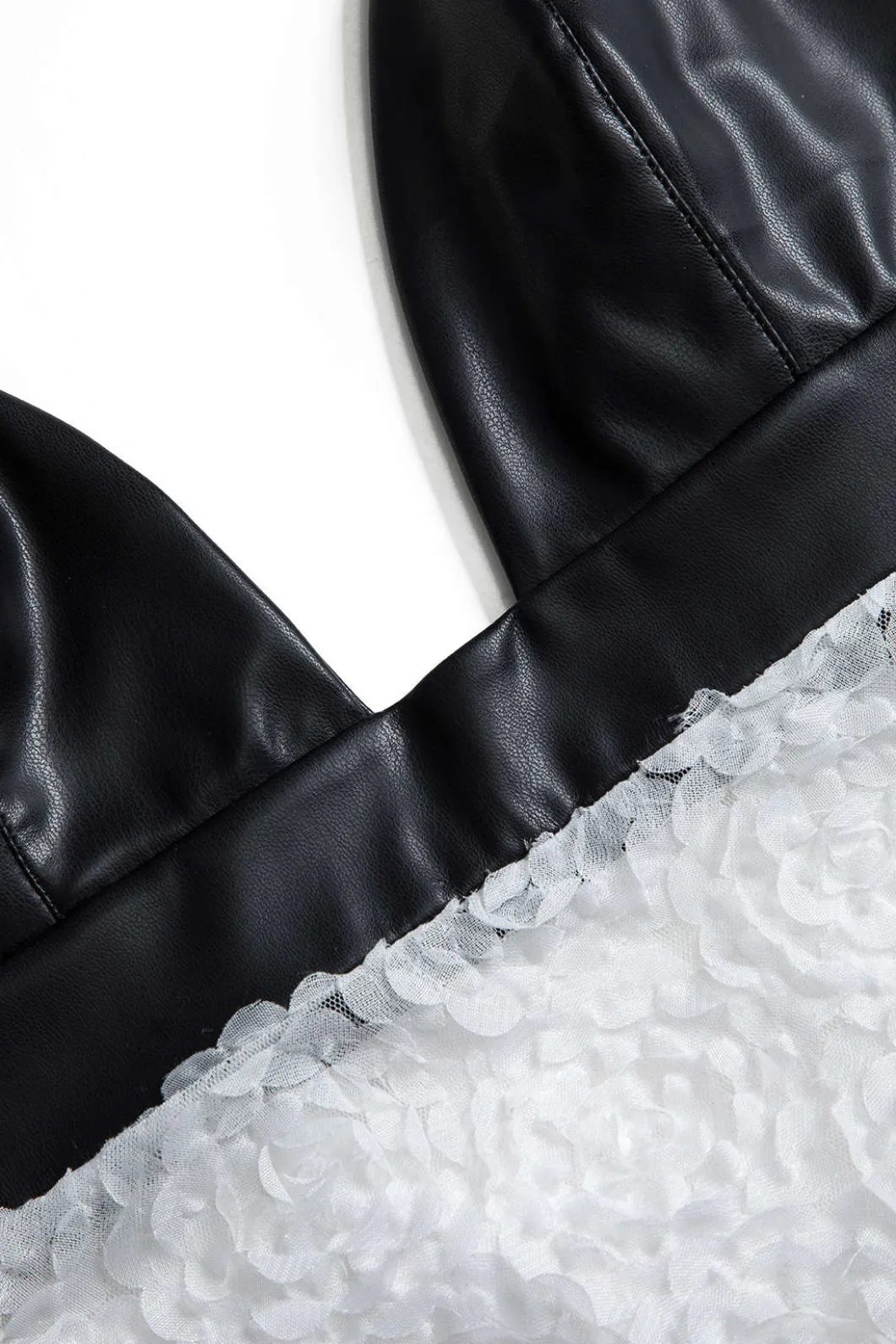 Faux Leather Appliques Sleeveless Mini Dress>MICAS Outlet