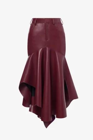 Faux Leather Asymmetrical Skirt>MICAS Discount