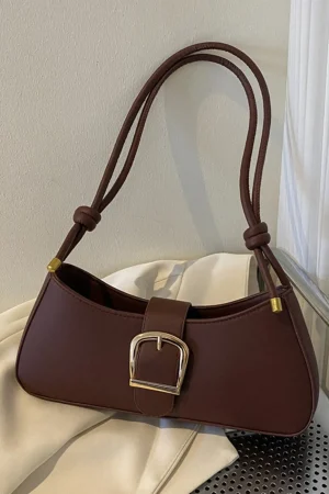Faux Leather Belted Shoulder Bag>MICAS Clearance