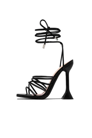 Faux Leather Buckle Square High Heels>MICAS Fashion