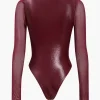 Faux Leather Bustier Long Sleeve Bodysuit>MICAS Online