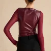 Faux Leather Bustier Long Sleeve Bodysuit>MICAS Online
