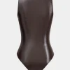 Faux Leather Bustier Sleeveless Bodysuit>MICAS Fashion