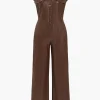 Faux Leather Button Jumpsuit>MICAS Clearance