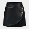 Faux Leather Button Mini Skirt>MICAS Online