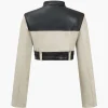 Faux Leather Button Patchwork Jacket>MICAS New
