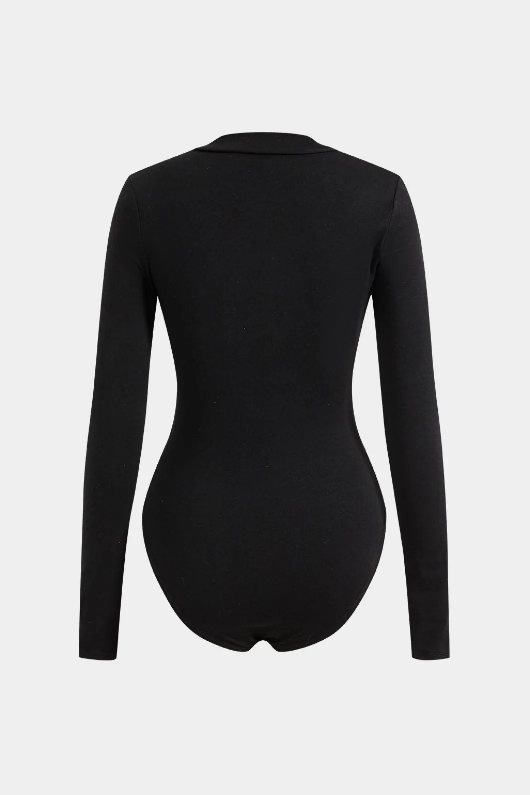 Faux Leather Crossed V-Neck Long Sleeve Bodysuit>MICAS Online