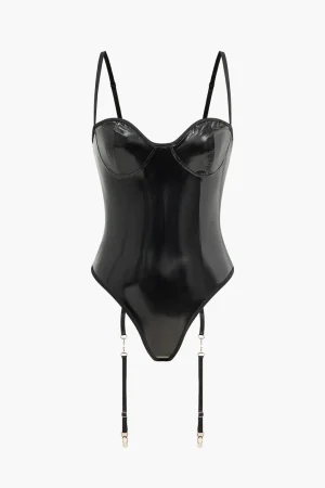 Faux Leather Cut Out Lingerie Garter Set>MICAS Hot