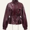 Faux Leather Drawstring Pocket Jacket>MICAS Outlet