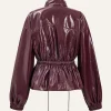 Faux Leather Drawstring Pocket Jacket>MICAS Outlet