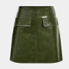 Faux Leather Fake Pockets Skirt>MICAS Hot