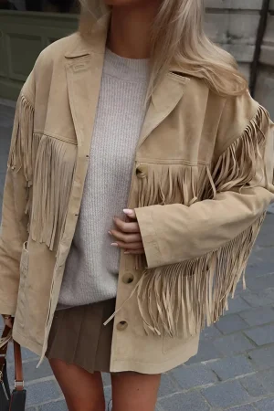 Faux Leather Fringe Jacket>MICAS Best