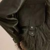 Faux Leather Fur Patchwork Coat>MICAS Fashion