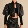Faux Leather Gigot Sleeve Cropped Jacket>MICAS Discount