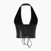 Faux Leather Halter Lace-Up Top>MICAS Sale