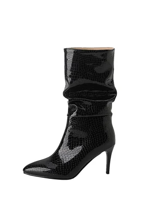 Faux Leather High Heel Pointed Ankle Boots>MICAS Discount