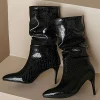 Faux Leather High Heel Pointed Ankle Boots>MICAS Discount