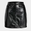 Faux Leather High Waist Button Pocket Skirt>MICAS Clearance